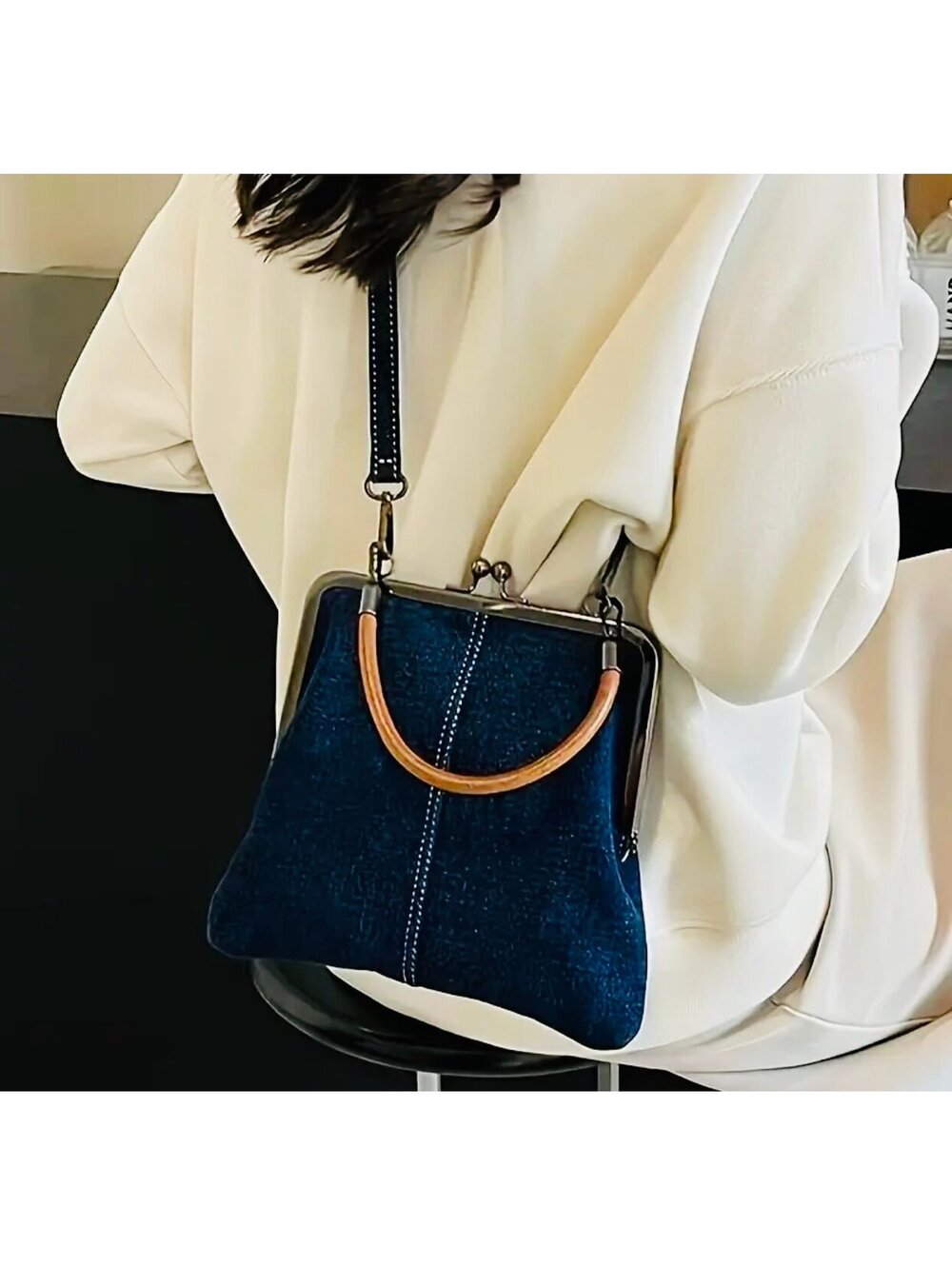 New - Chic - Vintage Style - Denim Crossbody /Handbag - Deep Blue